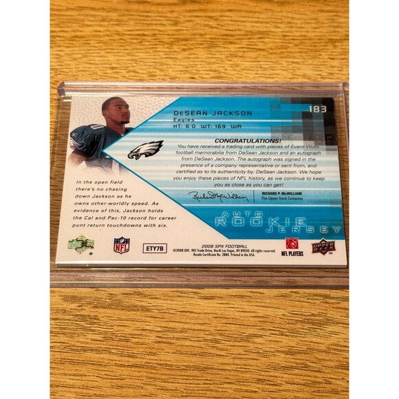 2008 SPx Desean Jackson Triple Jersey Auto Autograph Rookie RC /325 Card #183 - Picture 5 of 7